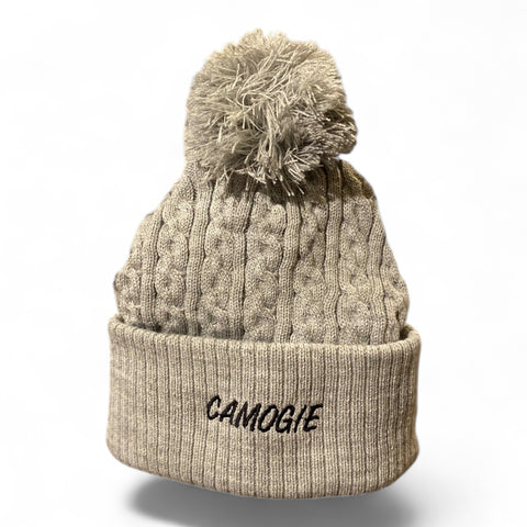 Grey Kids/Youths & Adults Cable Knit Bobble Hat