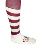 Maroon and White Long Socks