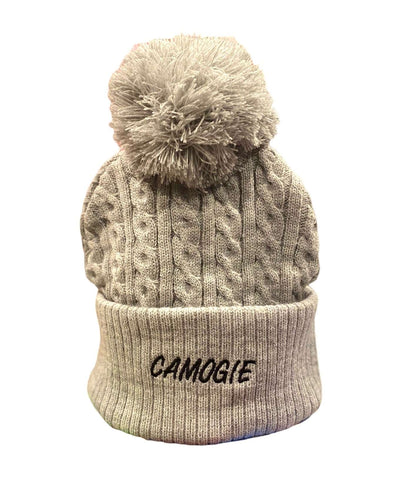 Grey Kids/Youths & Adults Cable Knit Bobble Hat