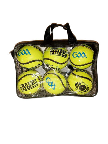 Half Dozen Greenfields Official Championship Sliotars in Carry Pack